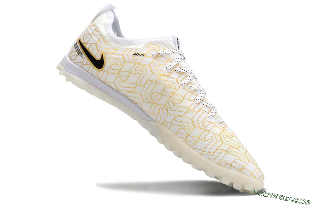 Nike Air Zoom Mercurial Vapor 15 Pro TF Low-Tops Soccer Shoes - White/Gold/Black 4