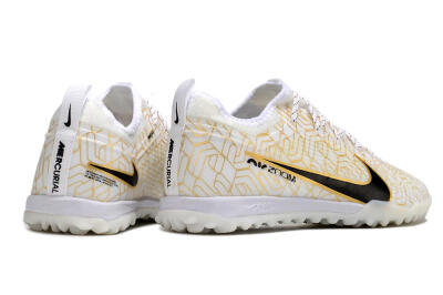 Nike Air Zoom Mercurial Vapor 15 Pro TF Low-Tops Soccer Shoes - White/Gold/Black
