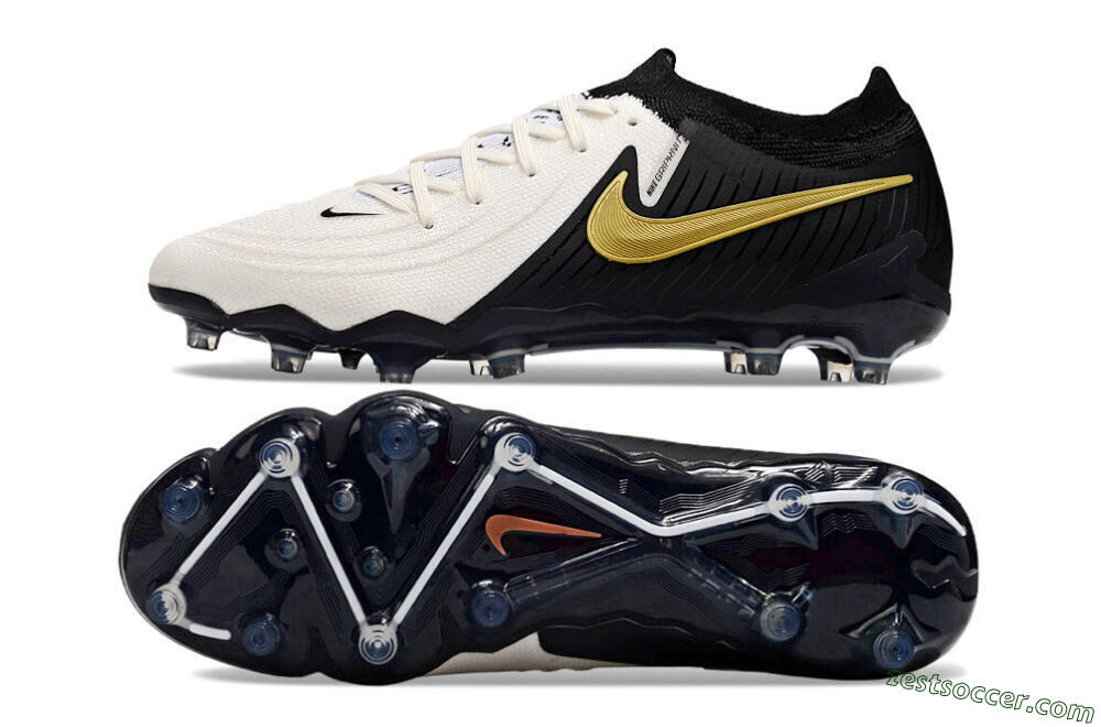 Nike Phantom Luna Elite AG Low-Tops Soccer Cleats - White/Black/Gold 1