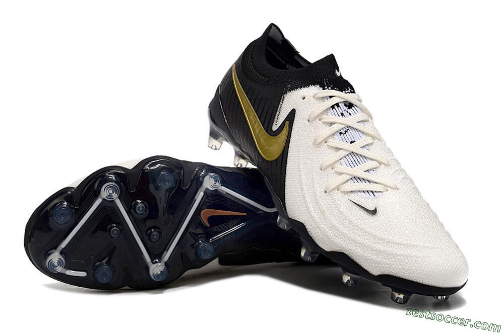 Nike Phantom Luna Elite AG Low-Tops Soccer Cleats - White/Black/Gold 3