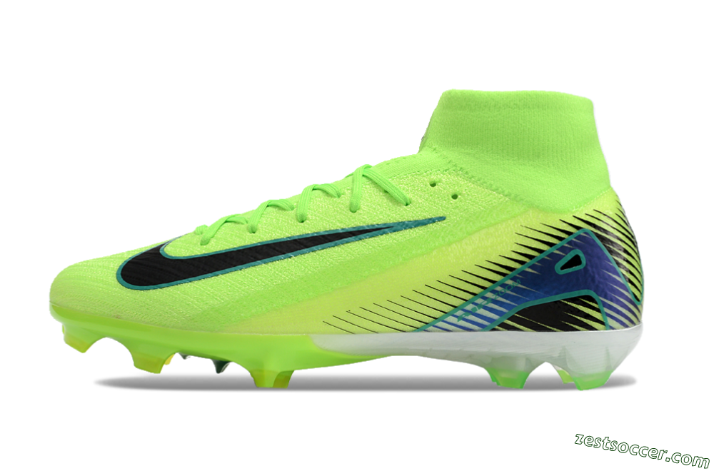 Nike Air Zoom Mercurial Superfly 10 Elite FG High-Tops Soccer Cleats - Yellow/Blue/Black 2