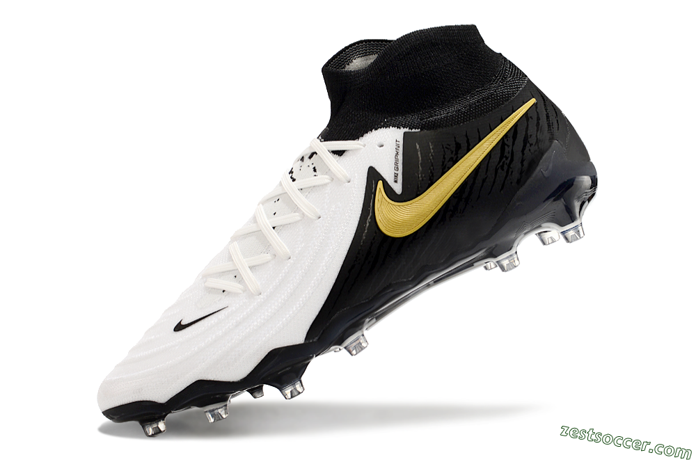 Nike Phantom Luna Elite AG High-Tops Soccer Cleats - White/Black/Gold 5