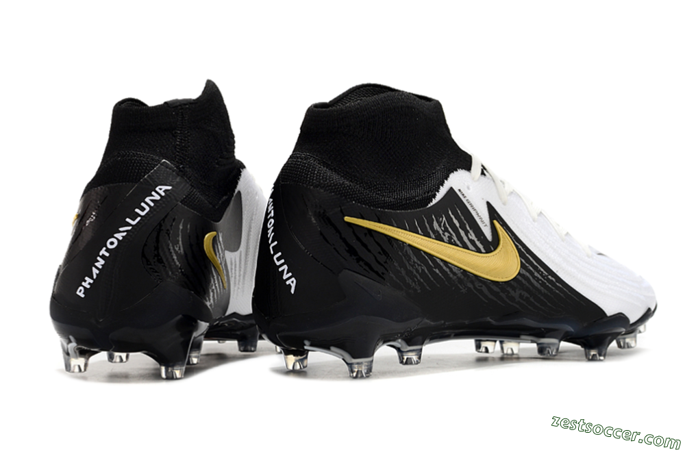 Nike Phantom Luna Elite AG High-Tops Soccer Cleats - White/Black/Gold 6