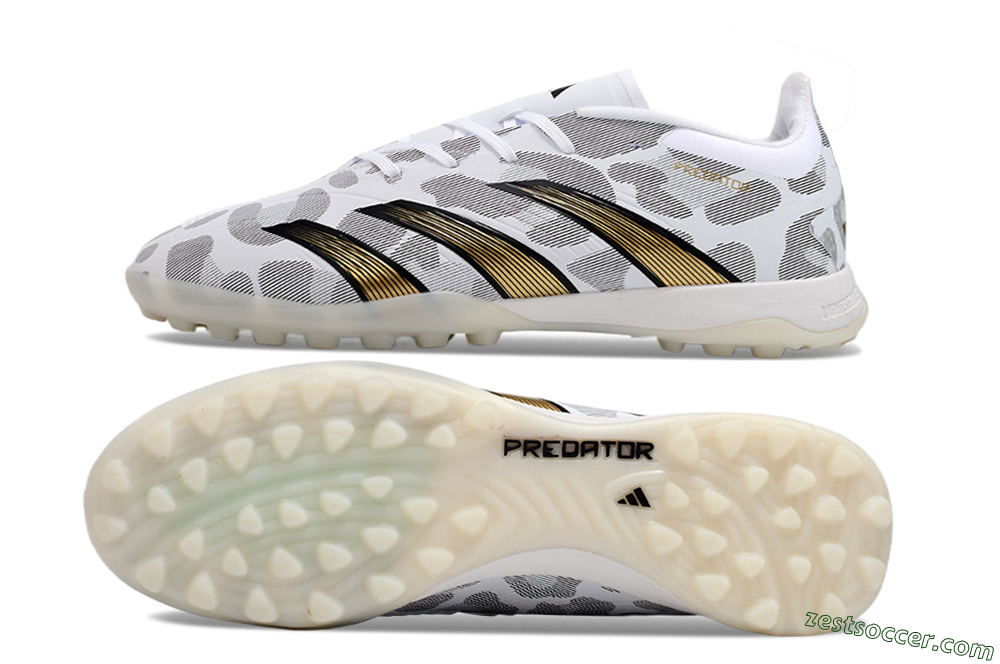 Adidas Predator 24 Elite TF Low-Tops Soccer Shoes - White/Black/Gold 1
