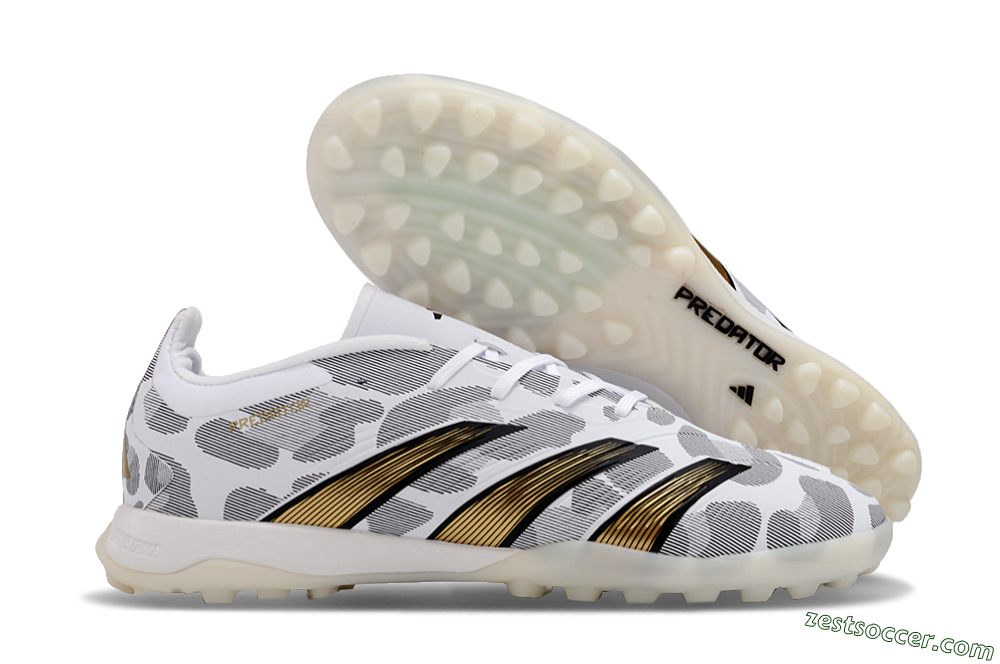 Adidas Predator 24 Elite TF Low-Tops Soccer Shoes - White/Black/Gold 0