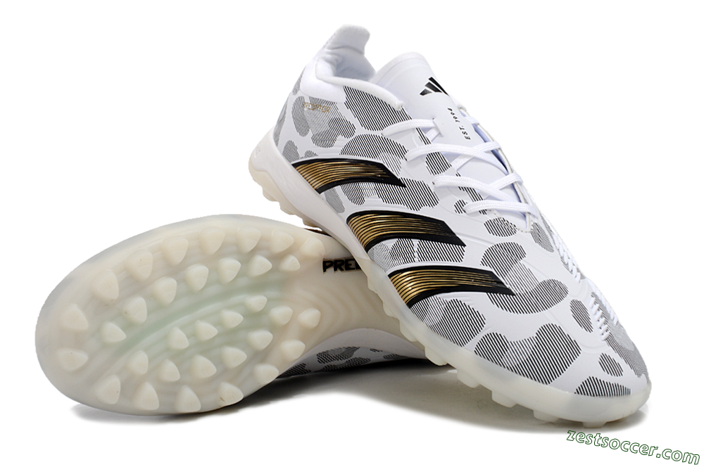 Adidas Predator 24 Elite TF Low-Tops Soccer Shoes - White/Black/Gold 3