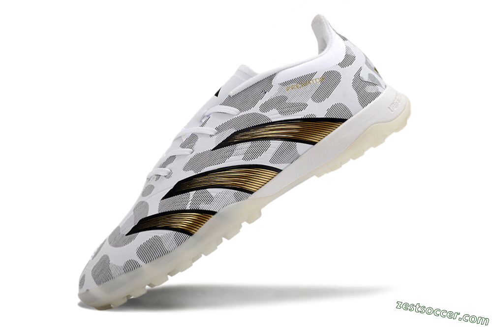 Adidas Predator 24 Elite TF Low-Tops Soccer Shoes - White/Black/Gold 5