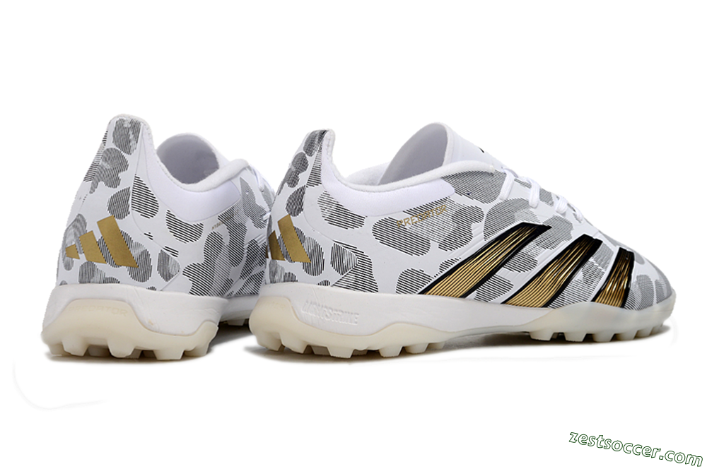 Adidas Predator 24 Elite TF Low-Tops Soccer Shoes - White/Black/Gold 6