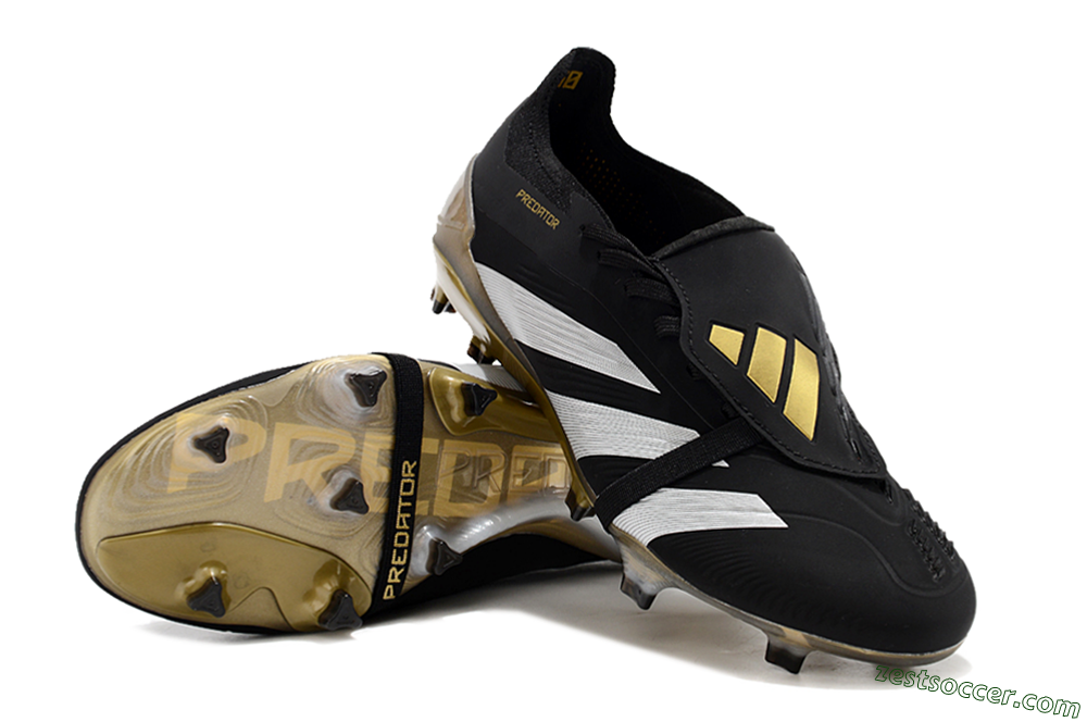 Adidas Predator Elite Foldover Tongue FG Low-Tops Soccer Cleats - Black/White/Gold 3