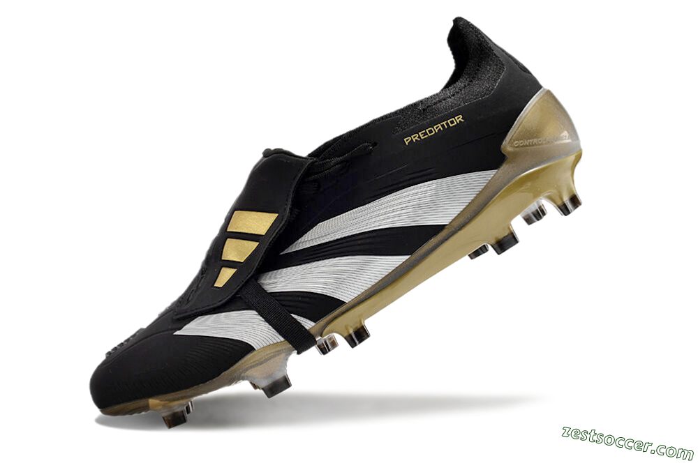 Adidas Predator Elite Foldover Tongue FG Low-Tops Soccer Cleats - Black/White/Gold 5