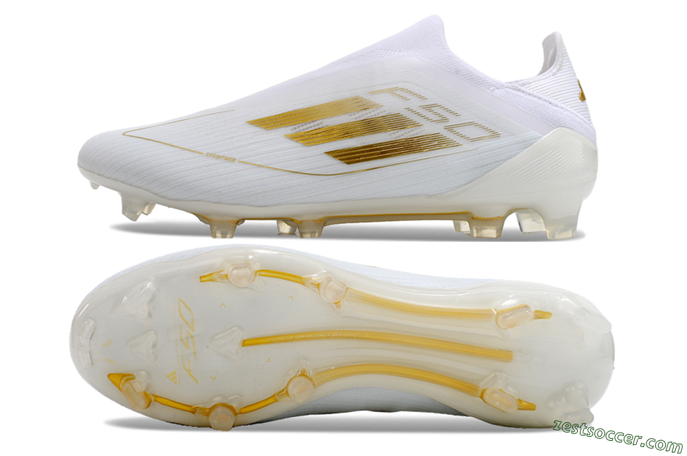 Adidas F50+ Adizero FG Low-Tops Soccer Cleats - White/Gold 1