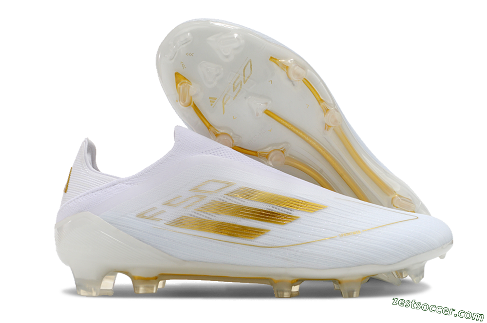 Adidas F50+ Adizero FG Low-Tops Soccer Cleats - White/Gold 0