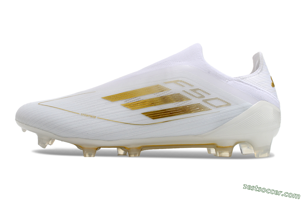 Adidas F50+ Adizero FG Low-Tops Soccer Cleats - White/Gold 2