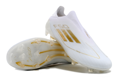 Adidas F50+ Adizero FG Low-Tops Soccer Cleats - White/Gold