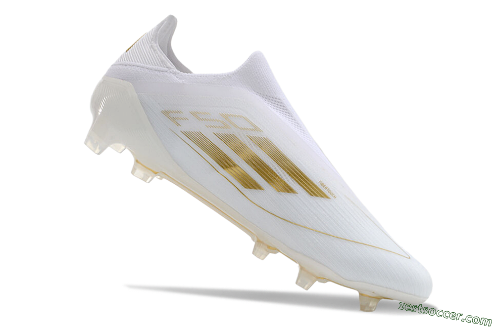 Adidas F50+ Adizero FG Low-Tops Soccer Cleats - White/Gold 4