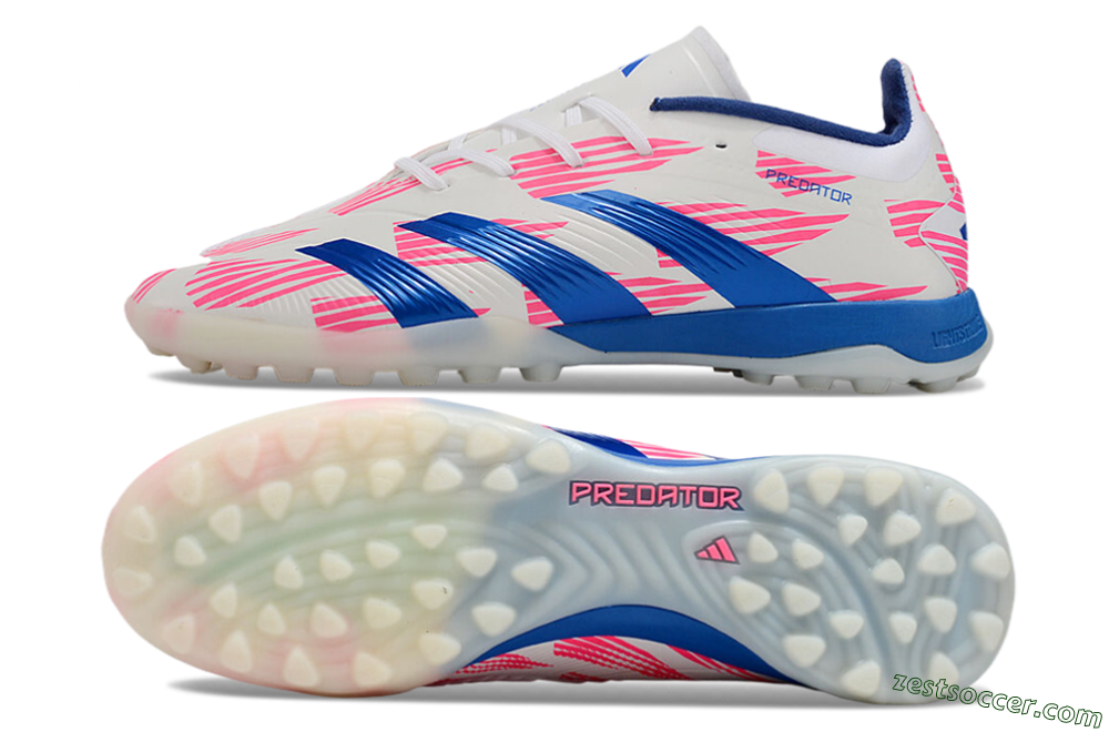 Adidas Predator 24 Elite TF Low-Tops Soccer Shoes - White/Pink/Blue 1