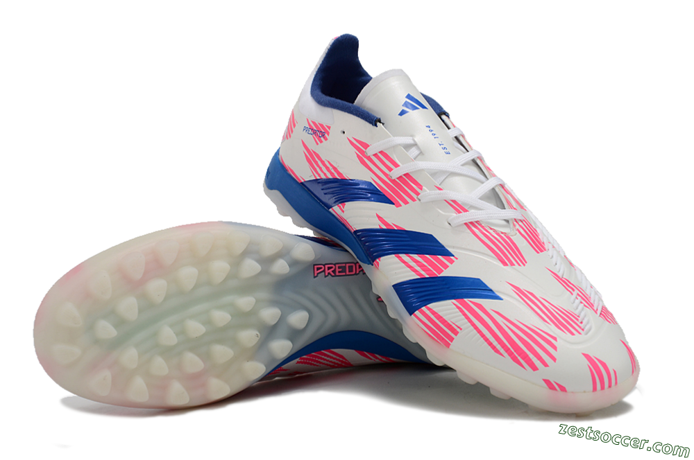 Adidas Predator 24 Elite TF Low-Tops Soccer Shoes - White/Pink/Blue 3