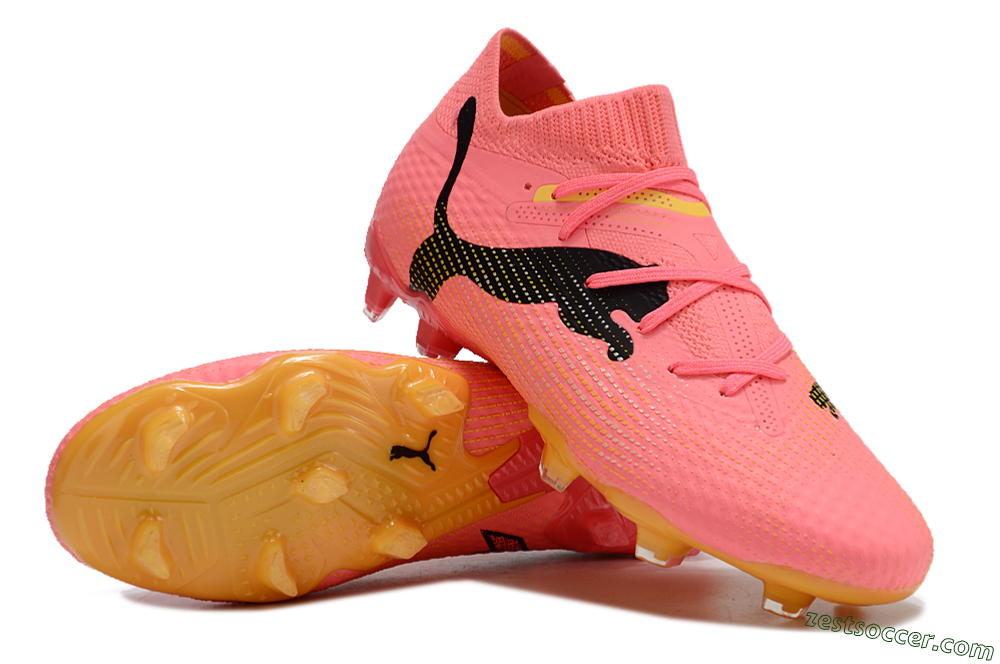 Puma Future Ultimate FG Low-Tops Soccer Cleats - Pink/Black/Yellow 3