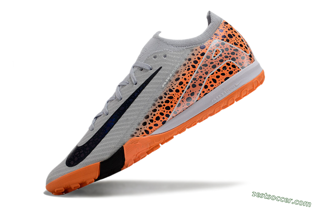 Nike Air Zoom Mercurial Vapor 15 Elite TF Low-Tops Soccer Shoes - Grey/Orange/Black 5