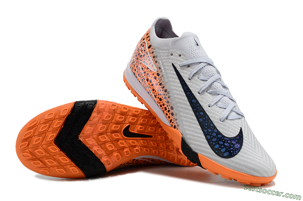 Nike Air Zoom Mercurial Vapor 15 Elite TF Low-Tops Soccer Shoes - Grey/Orange/Black 3