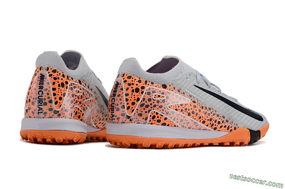 Nike Air Zoom Mercurial Vapor 15 Elite TF Low-Tops Soccer Shoes - Grey/Orange/Black 6