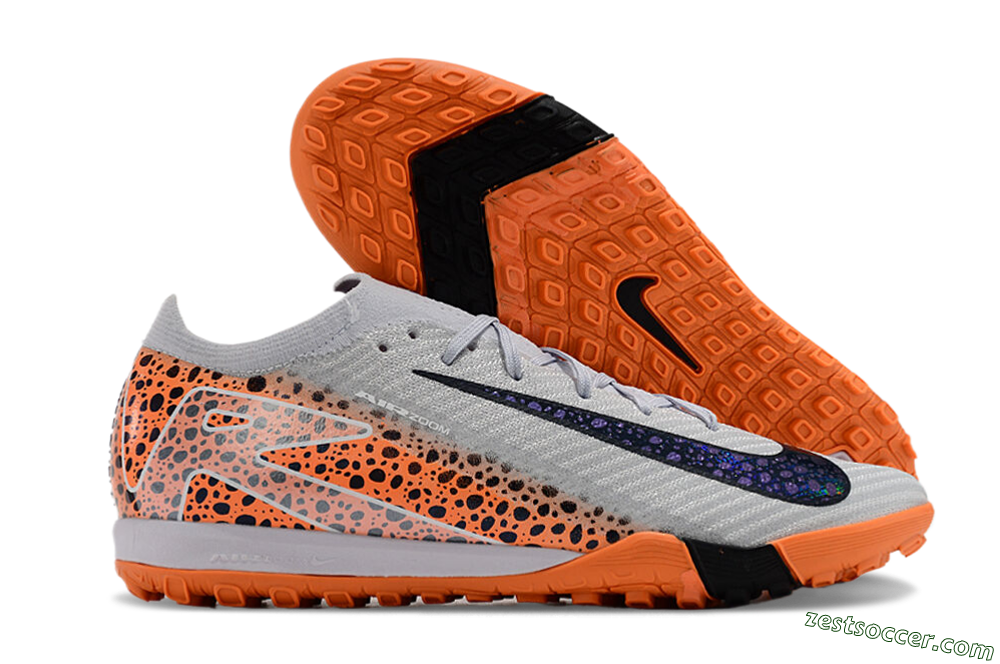 Nike Air Zoom Mercurial Vapor 15 Elite TF Low-Tops Soccer Shoes - Grey/Orange/Black 0