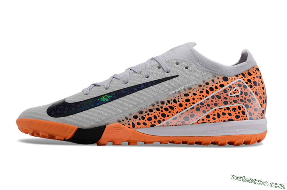 Nike Air Zoom Mercurial Vapor 15 Elite TF Low-Tops Soccer Shoes - Grey/Orange/Black 2