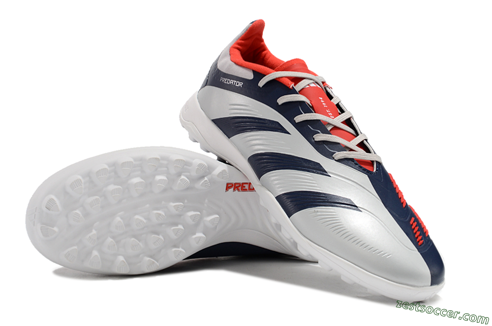 Adidas Predator 24 Elite TF Low-Tops Soccer Shoes - Silver/Blue/Red 3