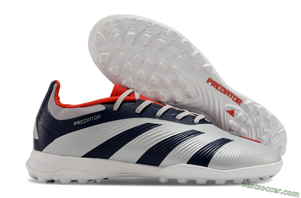 Adidas Predator 24 Elite TF Low-Tops Soccer Shoes - Silver/Blue/Red 0