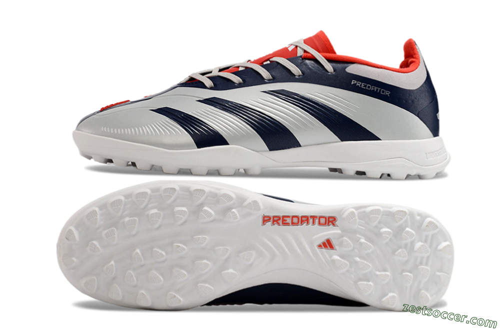 Adidas Predator 24 Elite TF Low-Tops Soccer Shoes - Silver/Blue/Red 1