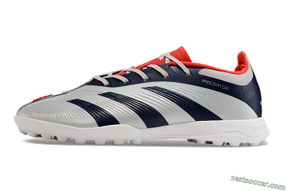 Adidas Predator 24 Elite TF Low-Tops Soccer Shoes - Silver/Blue/Red 2