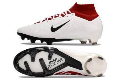 Nike Air Zoom Mercurial Superfly 9 Elite FG High-Tops Soccer Cleats - White/Black/Red