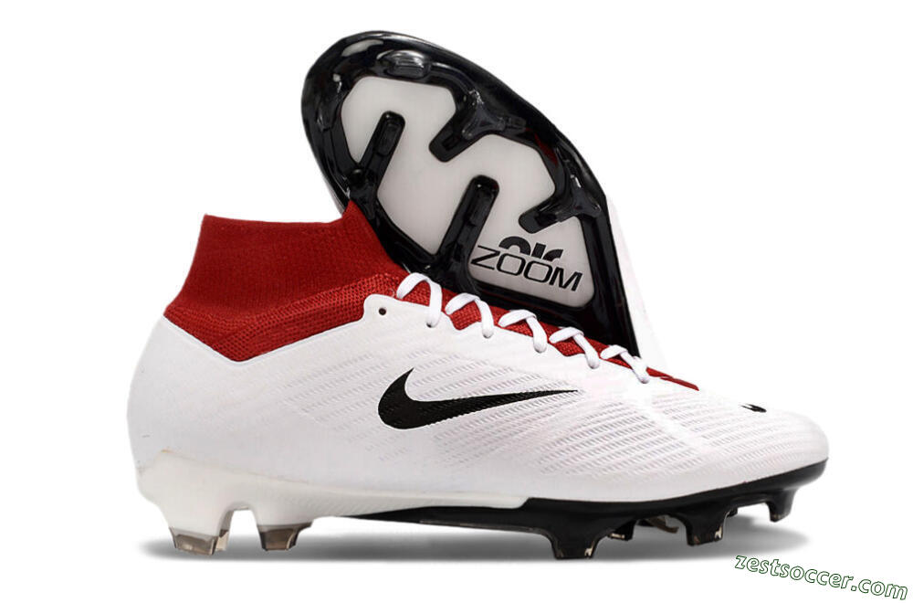 Nike Air Zoom Mercurial Superfly 9 Elite FG High-Tops Soccer Cleats - White/Black/Red 0