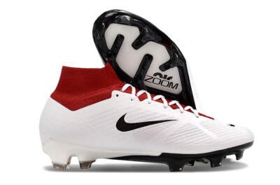 Nike Air Zoom Mercurial Superfly 9 Elite FG High-Tops Soccer Cleats - White/Black/Red