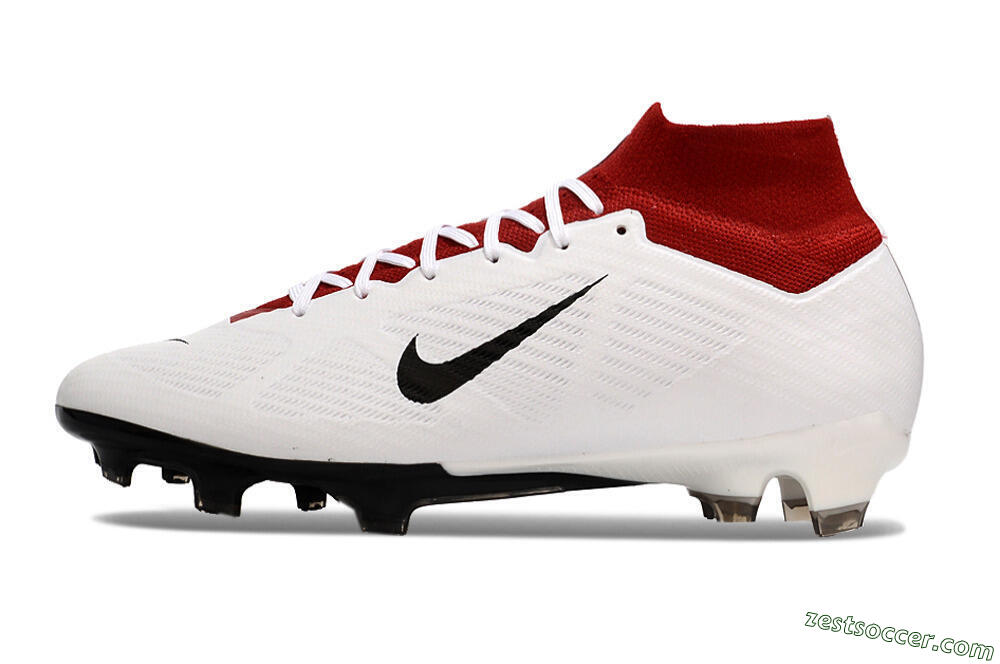 Nike Air Zoom Mercurial Superfly 9 Elite FG High-Tops Soccer Cleats - White/Black/Red 2