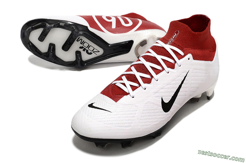 Nike Air Zoom Mercurial Superfly 9 Elite FG High-Tops Soccer Cleats - White/Black/Red 3