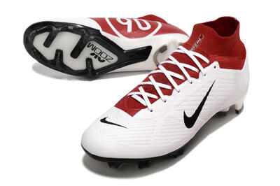 Nike Air Zoom Mercurial Superfly 9 Elite FG High-Tops Soccer Cleats - White/Black/Red