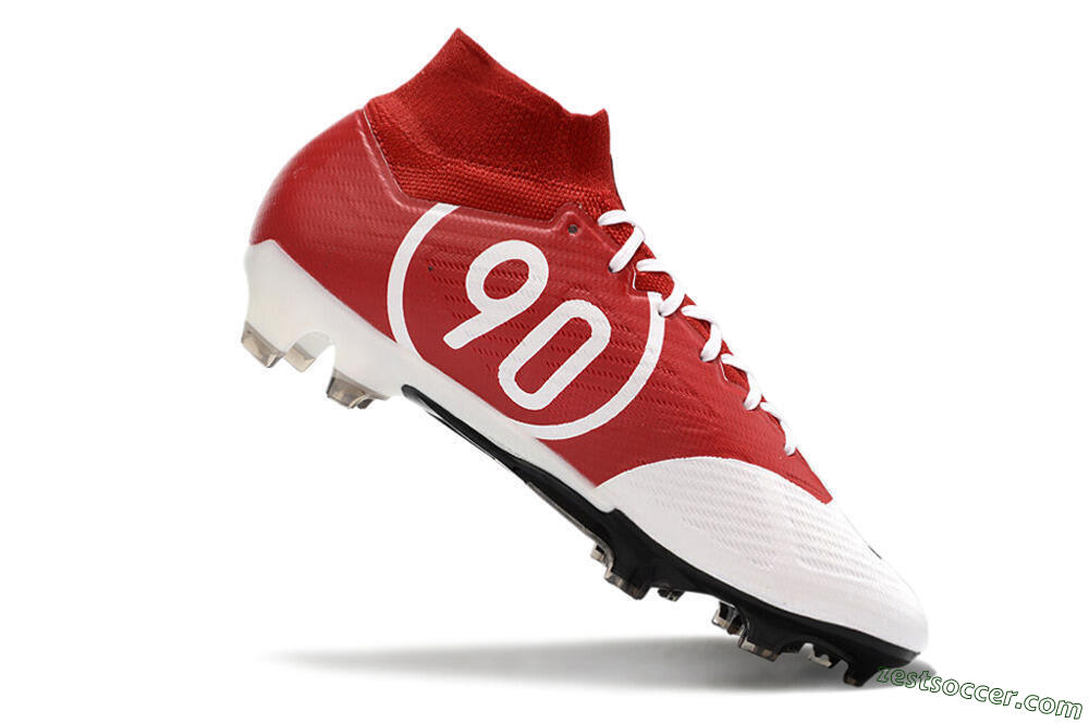 Nike Air Zoom Mercurial Superfly 9 Elite FG High-Tops Soccer Cleats - White/Black/Red 4