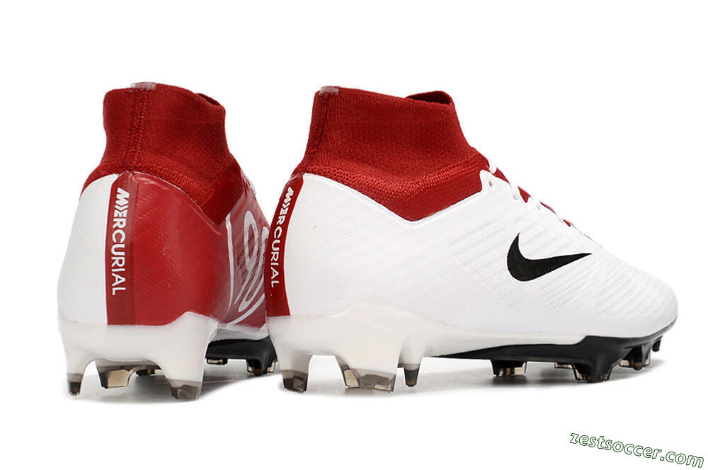 Nike Air Zoom Mercurial Superfly 9 Elite FG High-Tops Soccer Cleats - White/Black/Red 6