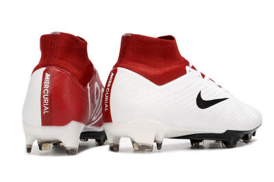 Nike Air Zoom Mercurial Superfly 9 Elite FG High-Tops Soccer Cleats - White/Black/Red