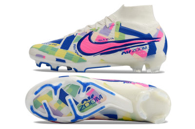 Nike Air Zoom Mercurial Superfly 9 Elite FG High-Tops Soccer Cleats - White/Rainbow
