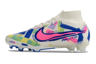 Nike Air Zoom Mercurial Superfly 9 Elite FG High-Tops Soccer Cleats - White/Rainbow