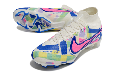 Nike Air Zoom Mercurial Superfly 9 Elite FG High-Tops Soccer Cleats - White/Rainbow