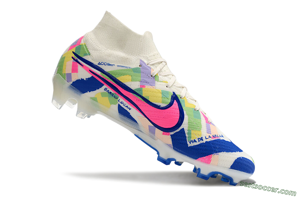 Nike Air Zoom Mercurial Superfly 9 Elite FG High-Tops Soccer Cleats - White/Rainbow 4