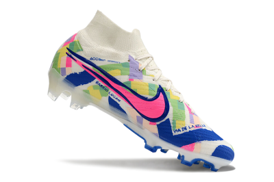 Nike Air Zoom Mercurial Superfly 9 Elite FG High-Tops Soccer Cleats - White/Rainbow