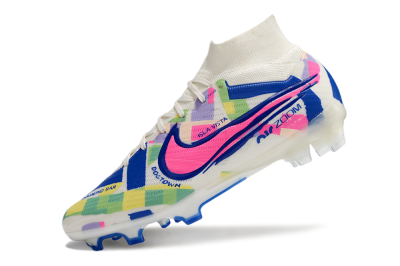 Nike Air Zoom Mercurial Superfly 9 Elite FG High-Tops Soccer Cleats - White/Rainbow