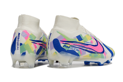Nike Air Zoom Mercurial Superfly 9 Elite FG High-Tops Soccer Cleats - White/Rainbow