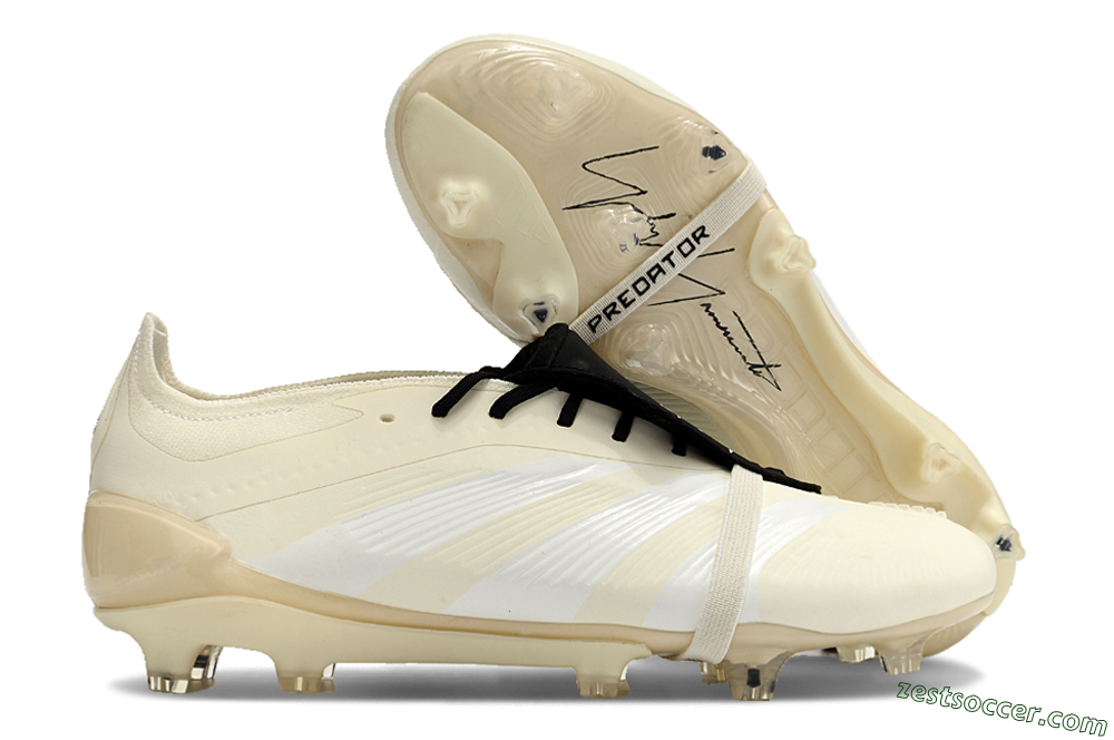 Adidas Predator Elite Foldover Tongue FG Low-Tops Soccer Cleats - Beige/White/Black 0