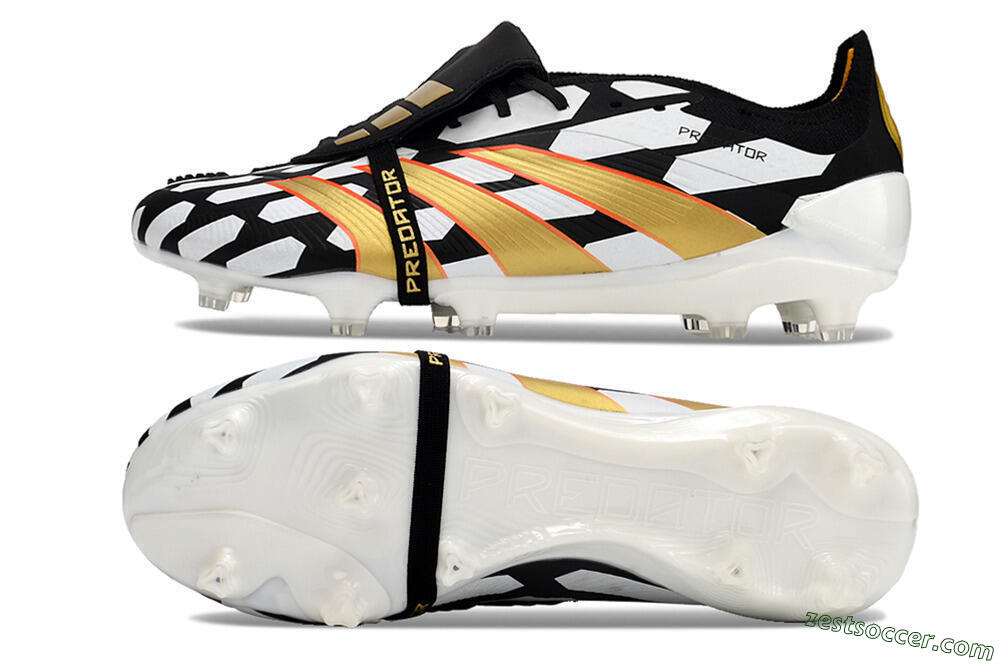 Adidas Predator Elite Foldover Tongue FG Low-Tops Soccer Cleats - Black/White/Gold 1