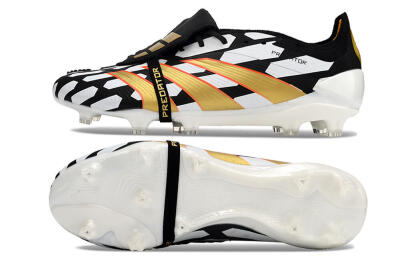 Adidas Predator Elite Foldover Tongue FG Low-Tops Soccer Cleats - Black/White/Gold